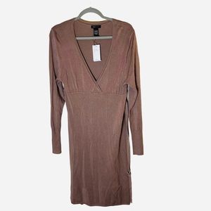 BCBG Max Azria Lightweight Sweater Dress Tan Sz L NWT